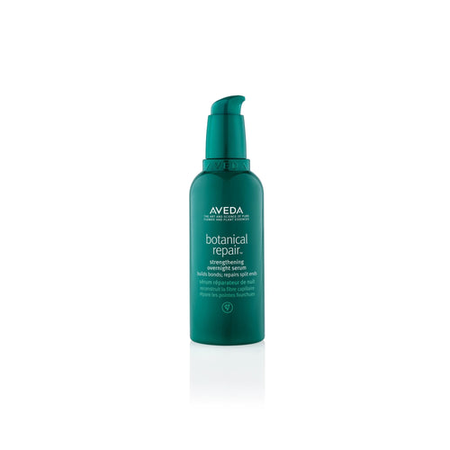 Aveda Botanical Repair Strengthening Overnight Serum i en mørk grønn flaske med pumpe mot hvit bakgrunn