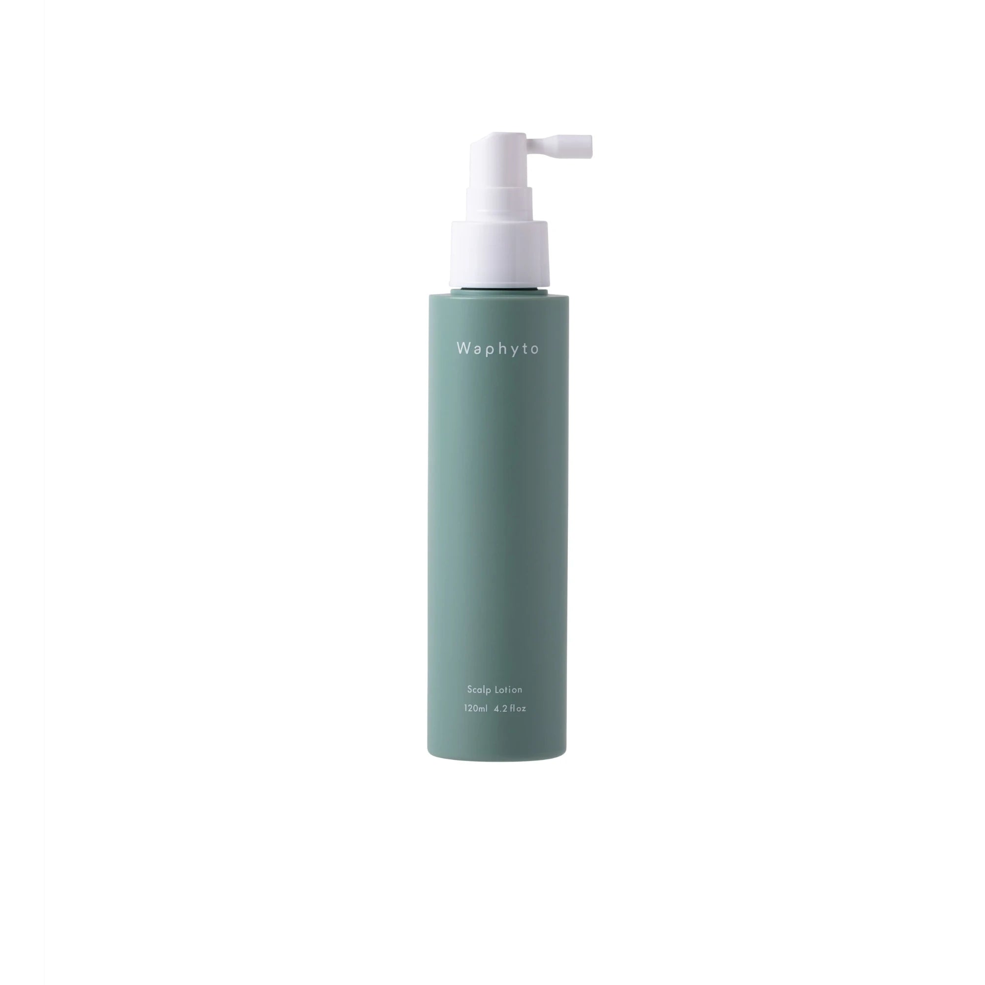 Waphyto Scalp Lotion i en sjøgrønn flaske med pumpe mot hvit bakgrunn